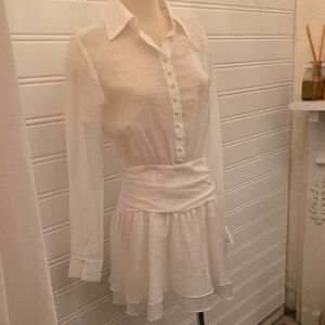 Elegant White LOUNGE Button-Up Dress